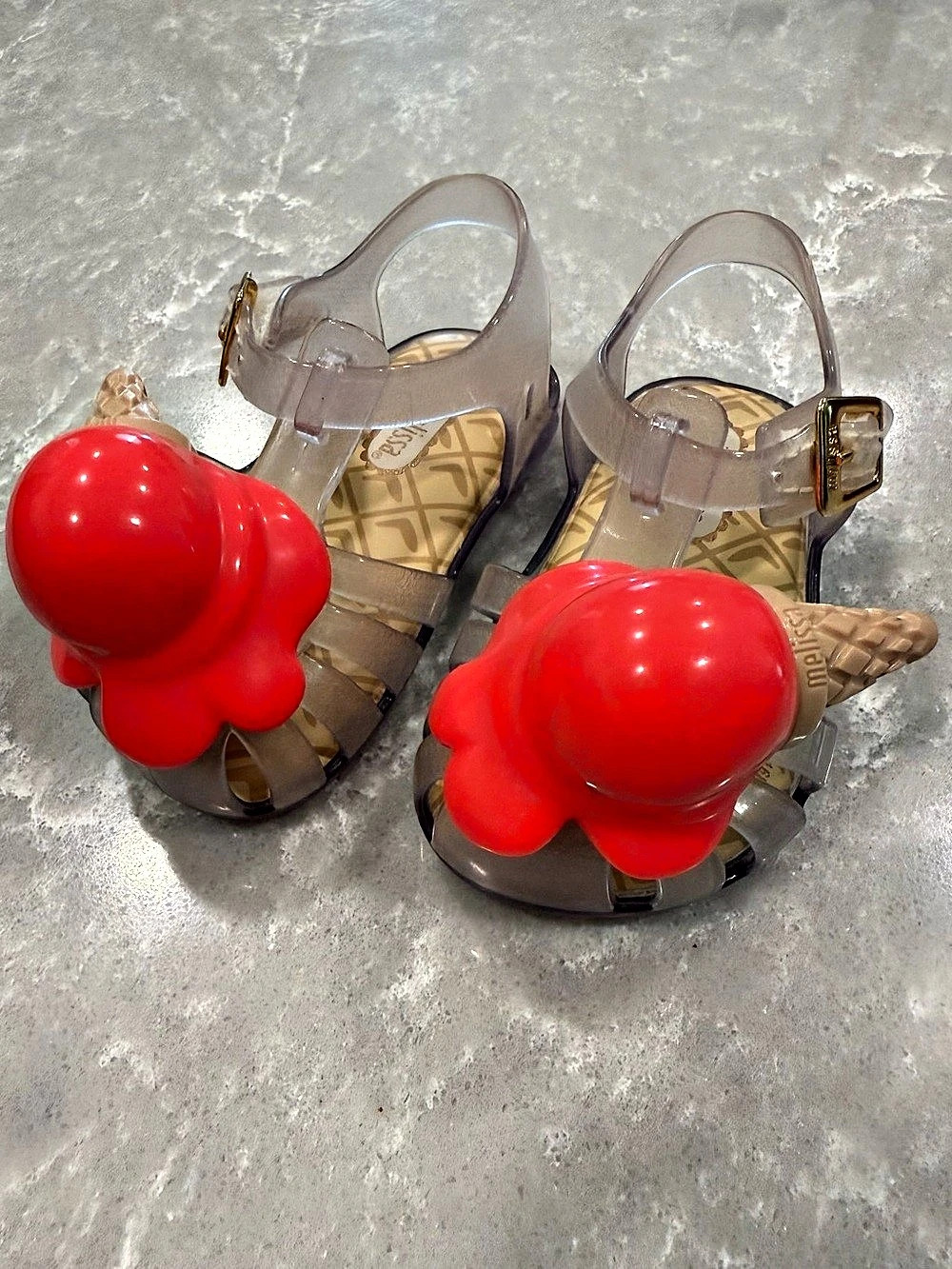 mini melissa Ice Cream Cone Jelly Sandals Red & Clear Size 5